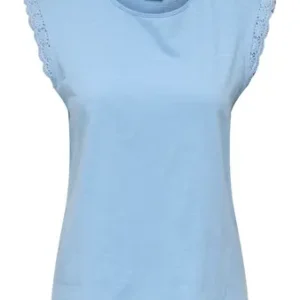 Camiseta Mangas Troqueladas Azul Claro