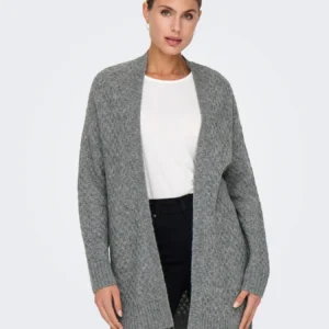 Cardigan de Punto Gris Largo